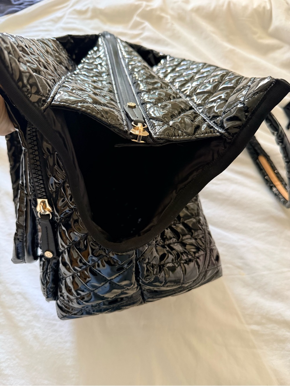 MZ Wallace Glossy Black Quilted Nylon Dog Carrier - Picture 4 of 7